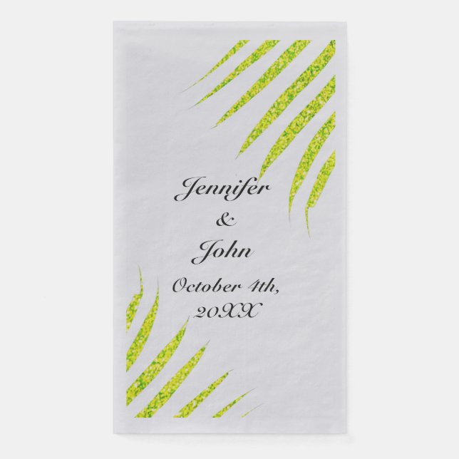Serviette En Papier Glittery Green Gold Palm Tropical Mariage Argent (Devant)