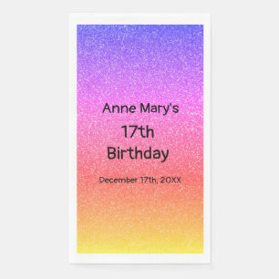Serviette En Papier Glittery Rose Orange 17e anniversaire Personnalisé