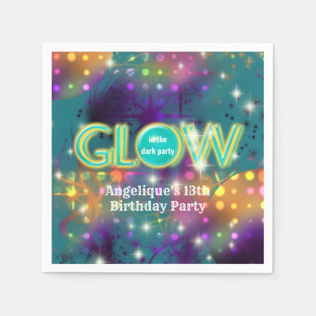 Serviette En Papier Glow in the dark kids neon fête fun (Devant)