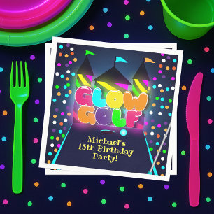 Serviette En Papier Glow Miniature Golf fête d'anniversaire