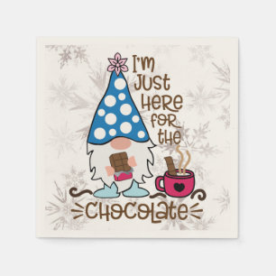 Serviette En Papier Gnome d'hiver Je suis juste ici pour le chocolat