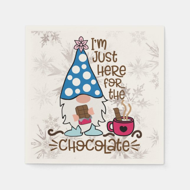 Serviette En Papier Gnome d'hiver Je suis juste ici pour le chocolat (Devant)