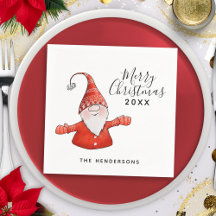 Gnome mignonne en rouge Joyeux Noël