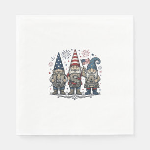 Serviette En Papier Gnome Patriotique USA Chemise Vintage Quatre Juill