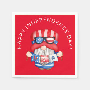 Serviette En Papier Gnome rouge du 4 juillet Fête de l'Indépendance