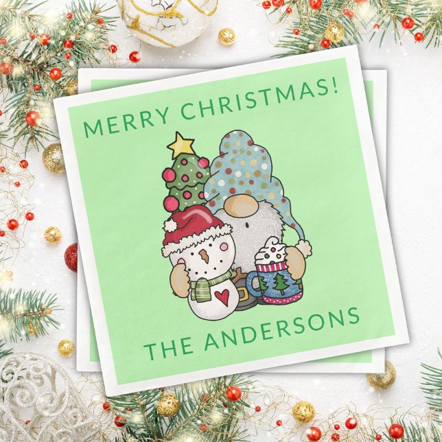 Serviette En Papier Gnome Snowman fête de Noël (Créateur téléchargé)