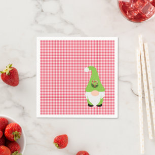 Serviette En Papier Gnome Sucre de canne Coeur Noël Festive Fête Fête