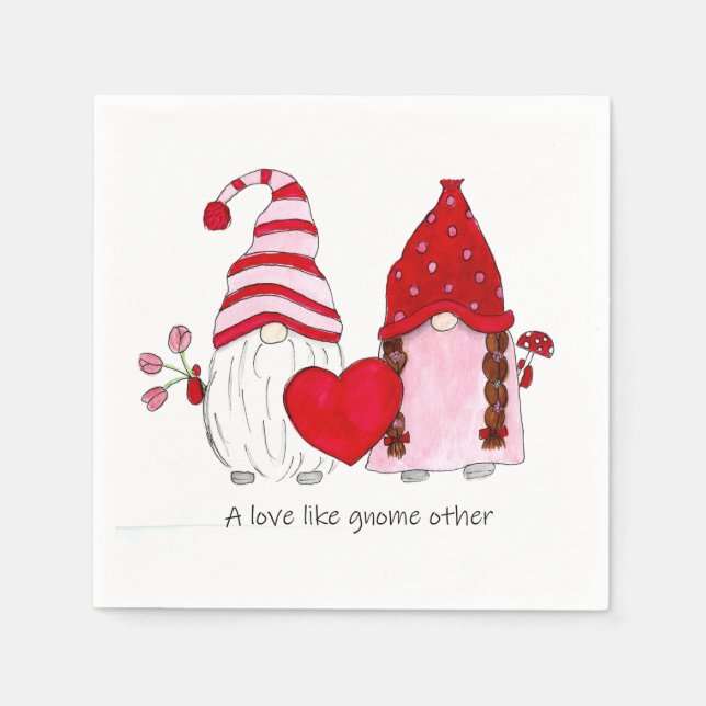 Serviette En Papier Gnome Valentine Un amour comme gnome autre (Devant)