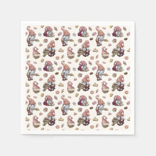 Serviette En Papier Gnomes Baking Cupcakes Donuts tendance Adorable