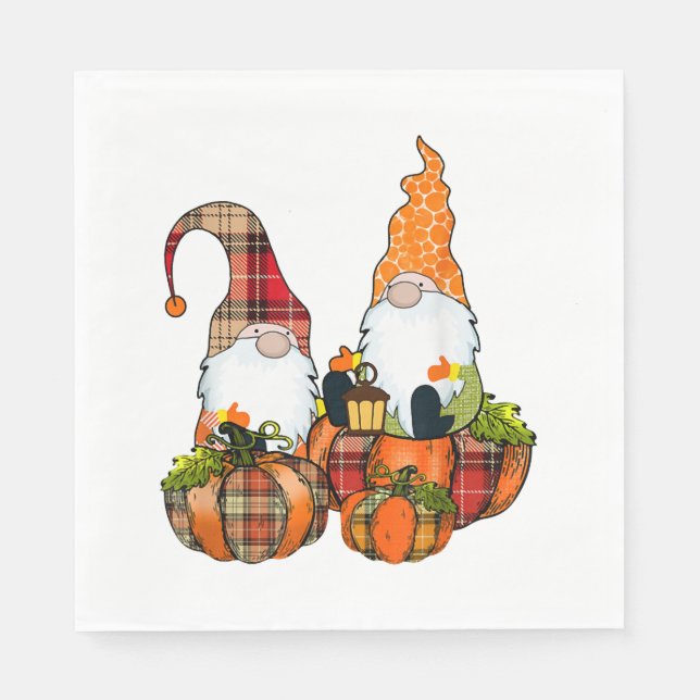 Serviette En Papier Gnomes citrouilles Automne automne mignon Hallowee (Devant)