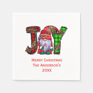 Serviette En Papier Gnomes de Joie Personnalisés Fête de Noël