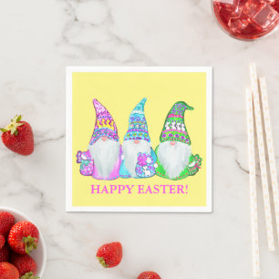 SERVIETTE EN PAPIER GNOMES DE PÂQUES