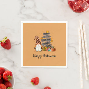 Serviette En Papier Gnomes d'Halloween, Automne, Citrouilles, Fête d'H
