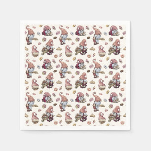 Serviette En Papier Gnomes préparant des cupcakes et des donuts Tendan