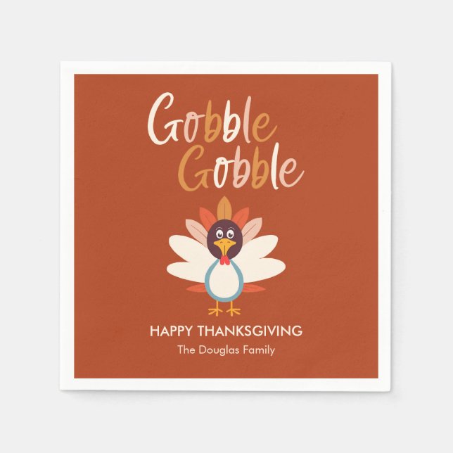 Serviette En Papier Gobble Gobble Thanksgiving Party Napkins (Devant)