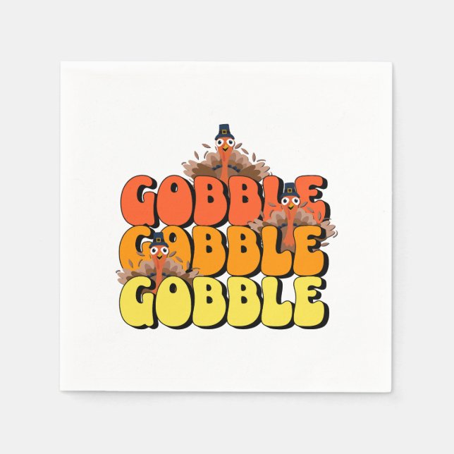 Serviette En Papier Gobble Thanksgiving Turquie (Devant)