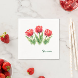 Serviette En Papier Gobelet en papier Tulipes Rouges