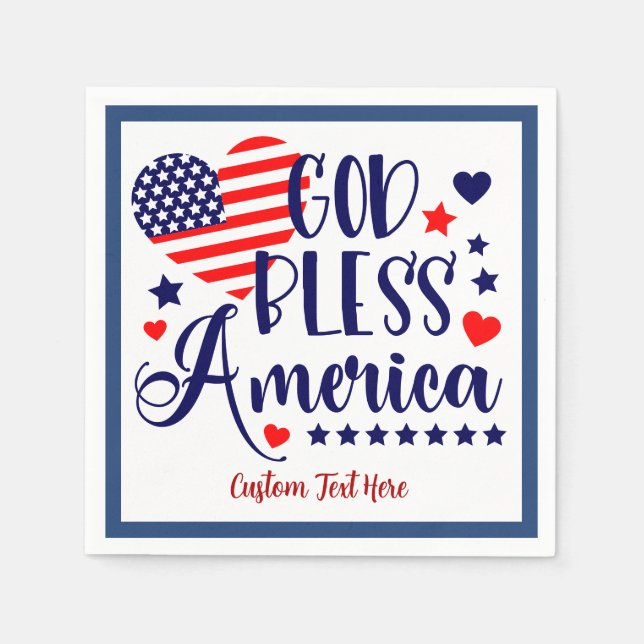 Serviette En Papier God Bless America Citation American Heart Flag (Devant)
