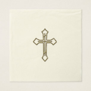 Serviette En Papier Gold 3D Look Cross Outline