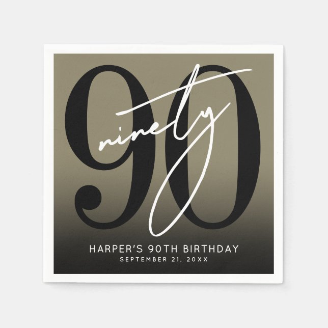 Serviette En Papier Gold 90th Birthday Party (Devant)