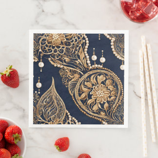 Serviette En Papier Gold and dark blue AI art 