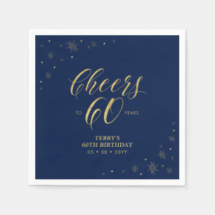Serviette En Papier Gold and Navy Parti national moderne des Cheers