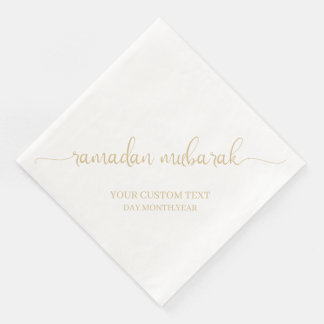 Serviette En Papier Gold Beige Ramadan Mubarak Calligraphie Personnali