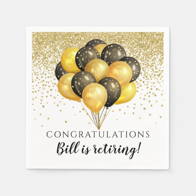 Serviette En Papier Gold Black Balloons Gold Parties scintillant Parti (Devant)