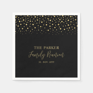 Serviette En Papier Gold & Black Chic Confetti Family Reunion Party