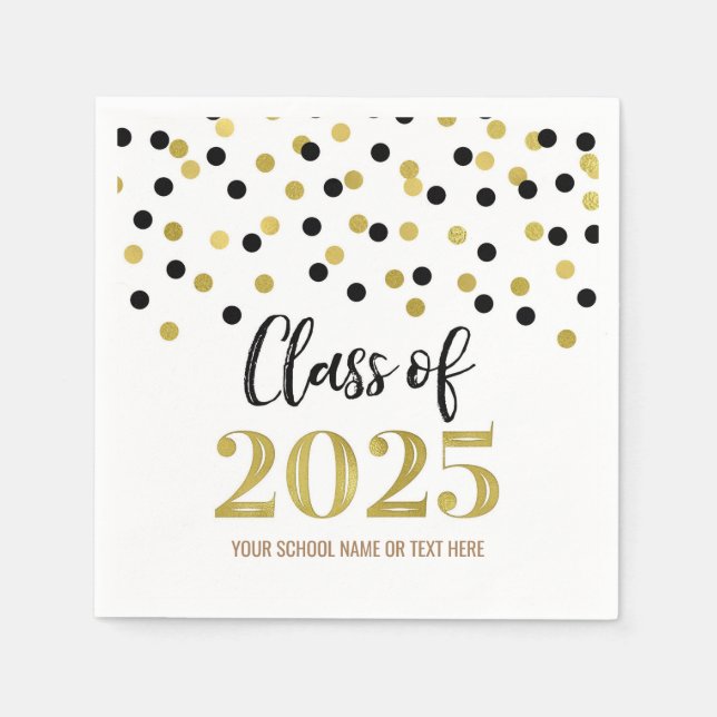 Serviette En Papier Gold Black Confetti Classe de serviettes 2025 (Devant)