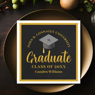 Serviette En Papier Gold Black Graduation Personnalisé Formal Party