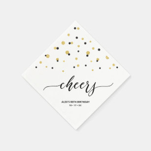 Serviette En Papier Gold Black Hexagon Confetti Soirée personnalisée