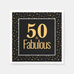 Serviette En Papier Gold Black Modern 50 & Fabuleuse fête d'anniversai
