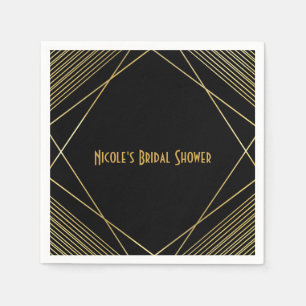 Serviette En Papier Gold & Black Simple Élégant Design Glam Deco Party