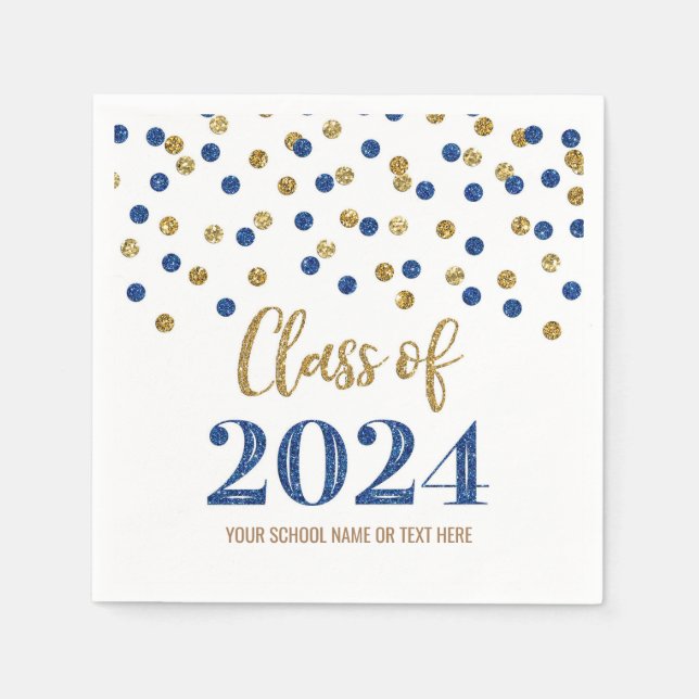 Serviette En Papier Gold Blue Confetti Classe de serviettes 2024 (Devant)