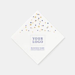 Serviette En Papier Gold Blue Confetti Custom Business Promotion Logo
