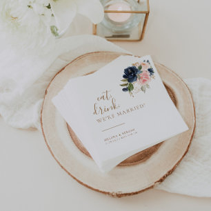 Serviette En Papier Gold Blue Rose Manger Boire Nous sommes mariés Mar