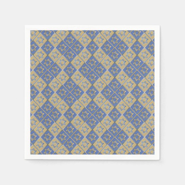 Serviette En Papier Gold Blue Star de David Art Panels (Devant)