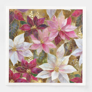 Serviette En Papier Gold Burgundy Bronze rose Rouge blanc Poinsettia
