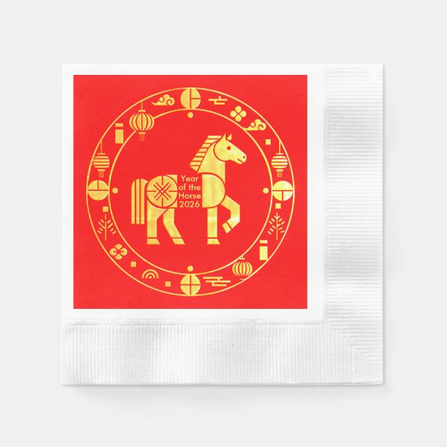 Serviette En Papier Gold Chinese nouvelle année 2026 (Devant)