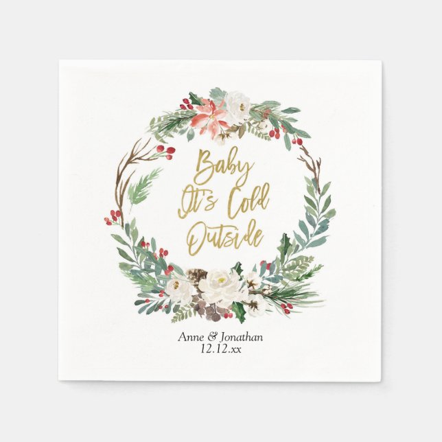 Serviette En Papier Gold Christmas Floral Papier Party Napkin (Devant)