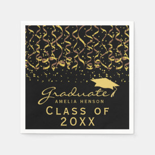 Serviette En Papier Gold Confetti Classe noire de 2022 Graduation