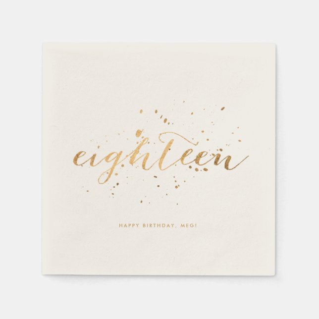 Serviette En Papier Gold Confetti Dix-huit ans fête d'anniversaire Ecr (Devant)