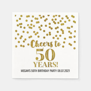 Serviette En Papier Gold Confetti fête ses 50 ans d'anniversaire