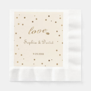 Serviette En Papier Gold Confetti Love Champagne Mariage