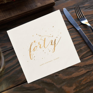 Serviette En Papier Gold Confetti Quarante-40e Anniversaire fête Ecru