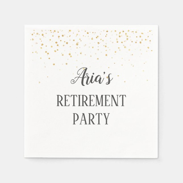 Serviette En Papier Gold Confetti Retraite Party Napkins (Devant)