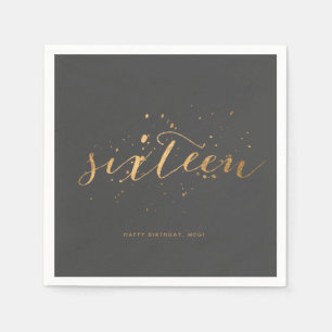 Serviette En Papier Gold Confetti Sweet sixteen 16e anniversaire