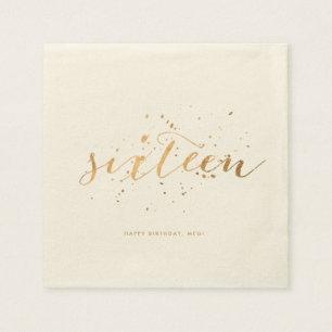 Serviette En Papier Gold Confetti Sweet sixteen 16e anniversaire Ecru