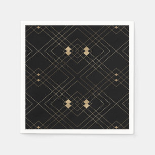 Serviette En Papier Gold Diamond noir Géométrique Mariage Gatsby